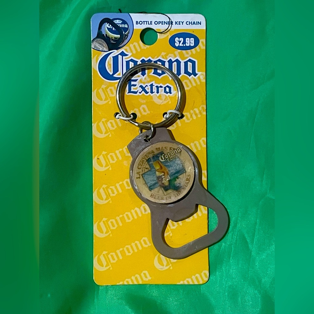 NOS Vintage tan corona extra bottle opener keychain